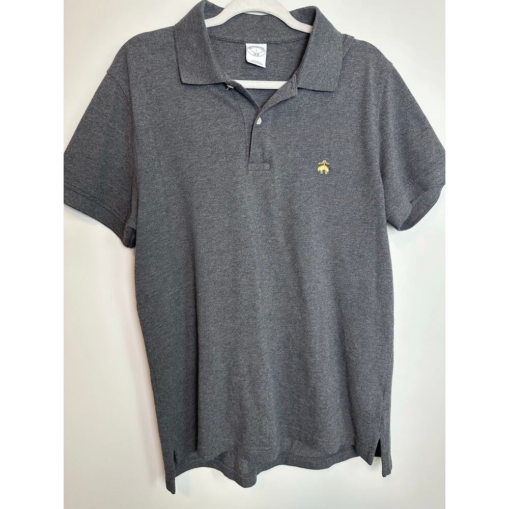 Brooks Brothers 1818 Slim Fit Polo Shirt Gray 100% Cotton Men’s Large Casual